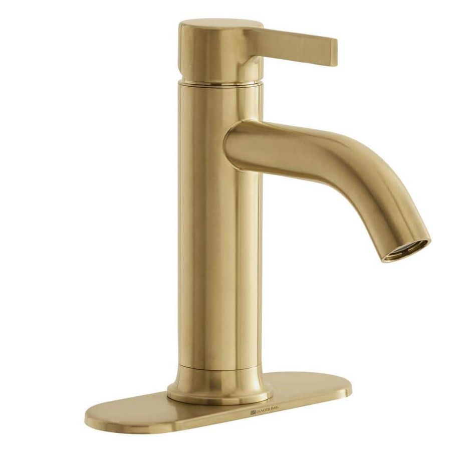 Glacier Bay Ryden Single Hole Single-Handle Bathroom Faucet in Brushed Gold HDQFS1A9277CZ - The Home Depot added by Whitney Crutcher