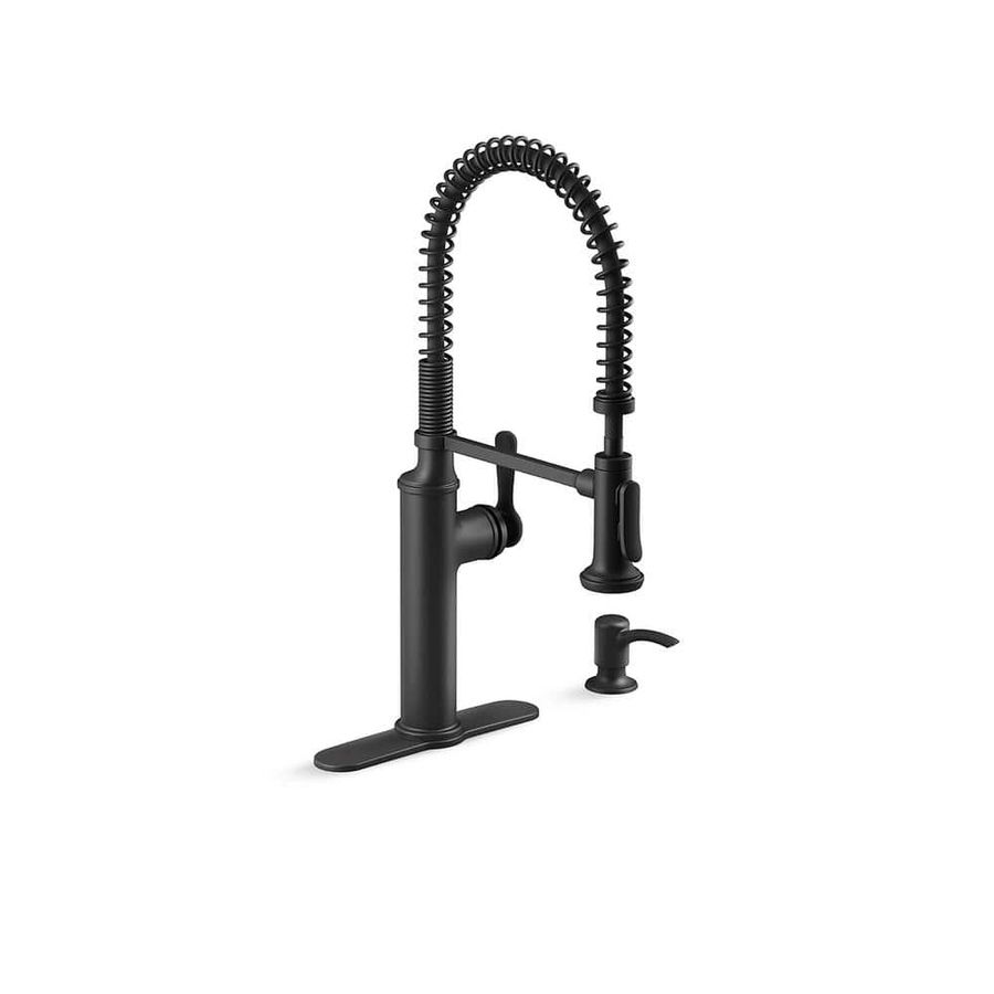 KOHLER Sous Pro-Style Single Handle Pull Down Sprayer Kitchen Faucet in Matte Black K-R10651-SD-BL - The Home Depot added by Moriah Hawks