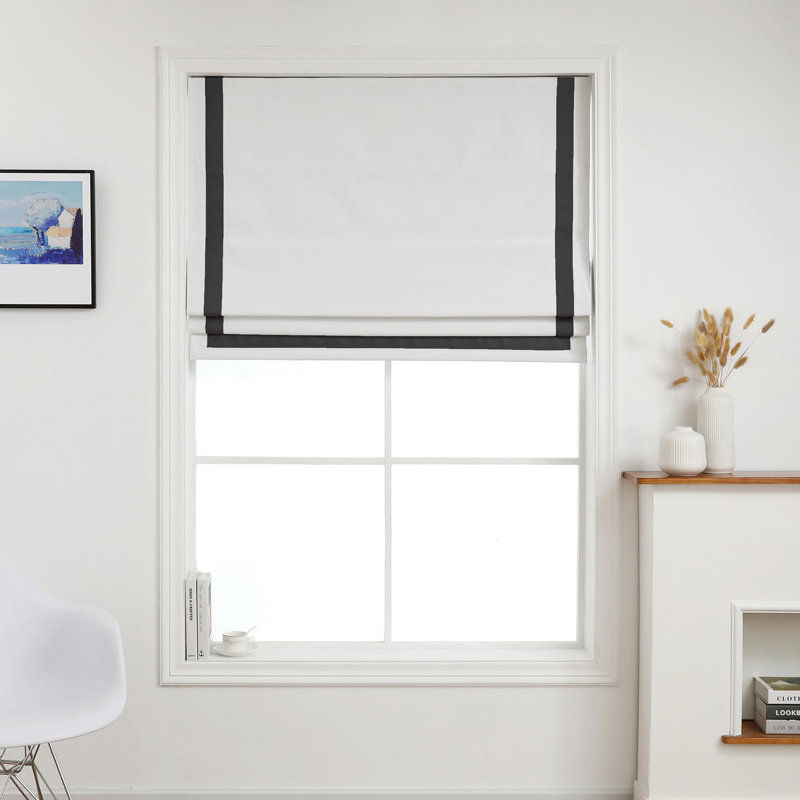 Sun Zero Olander Black Ribbon Border 100% Blackout Cordless Single Roman Shade & Reviews | Wayfair added by Samantha Elizabeth