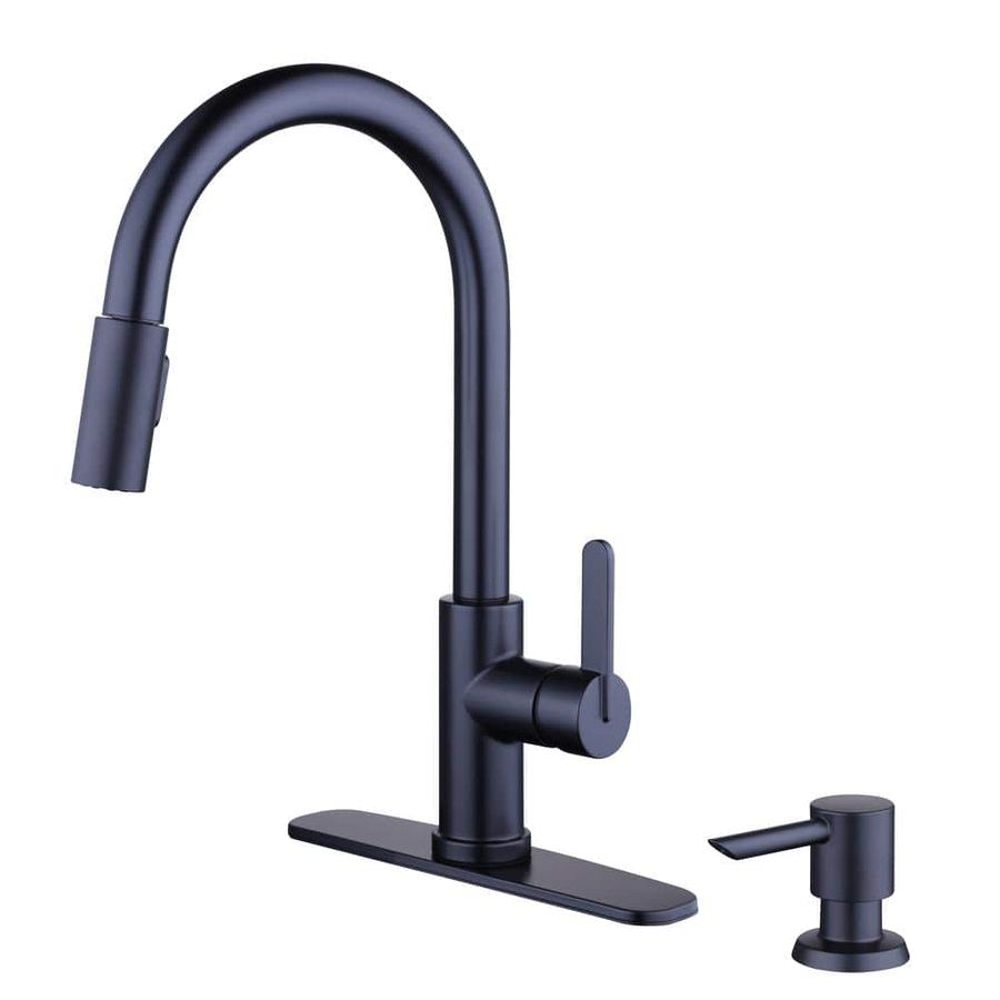 Glacier Bay Paulina Single-Handle Pull-Down Sprayer Kitchen Faucet with TurboSpray, FastMount, Soap Dispenser in Matte Black HD67780-1010H - The Home Depot added by malena henry