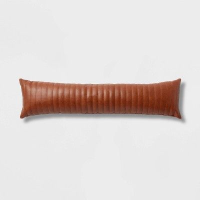 Lumbar Faux Leather Channel Stitch Decorative Throw Pillow Cognac - Threshold™ added by Spoak Member