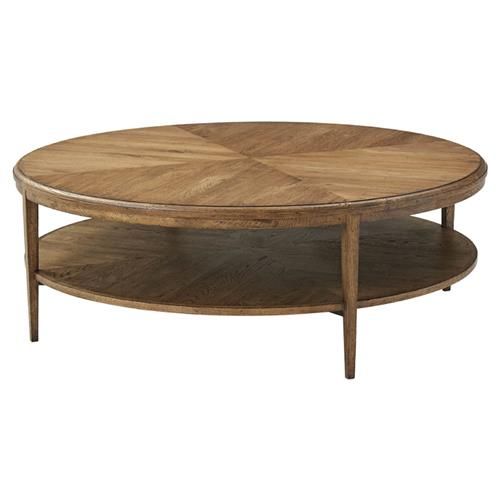 Theodore Alexander Nova Mid Century Dawn Brown Oak Wood 2 Tier Round Coffee Table added by Allison Mueller