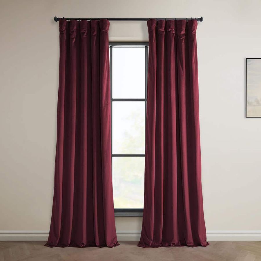 Exclusive Fabrics & Furnishings Dark Merlot Velvet Rod Pocket Room Darkening Curtain - 50 in. W x 108 in. L Single Panel Window Velvet Curtain VPYC-161252-108 - The Home Depot added by Hannah McKernan