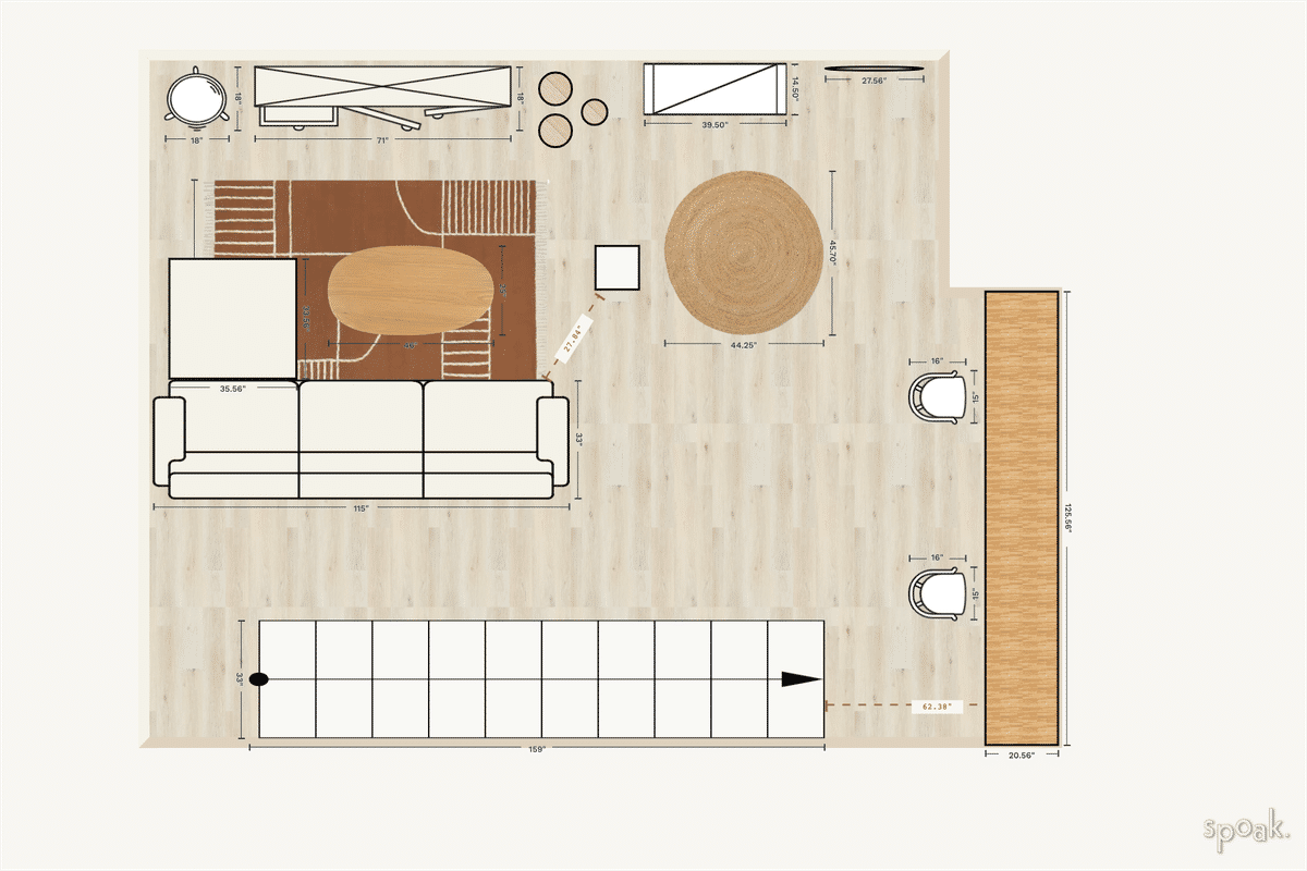 Living Room Layout designed by Karina Cifuentes