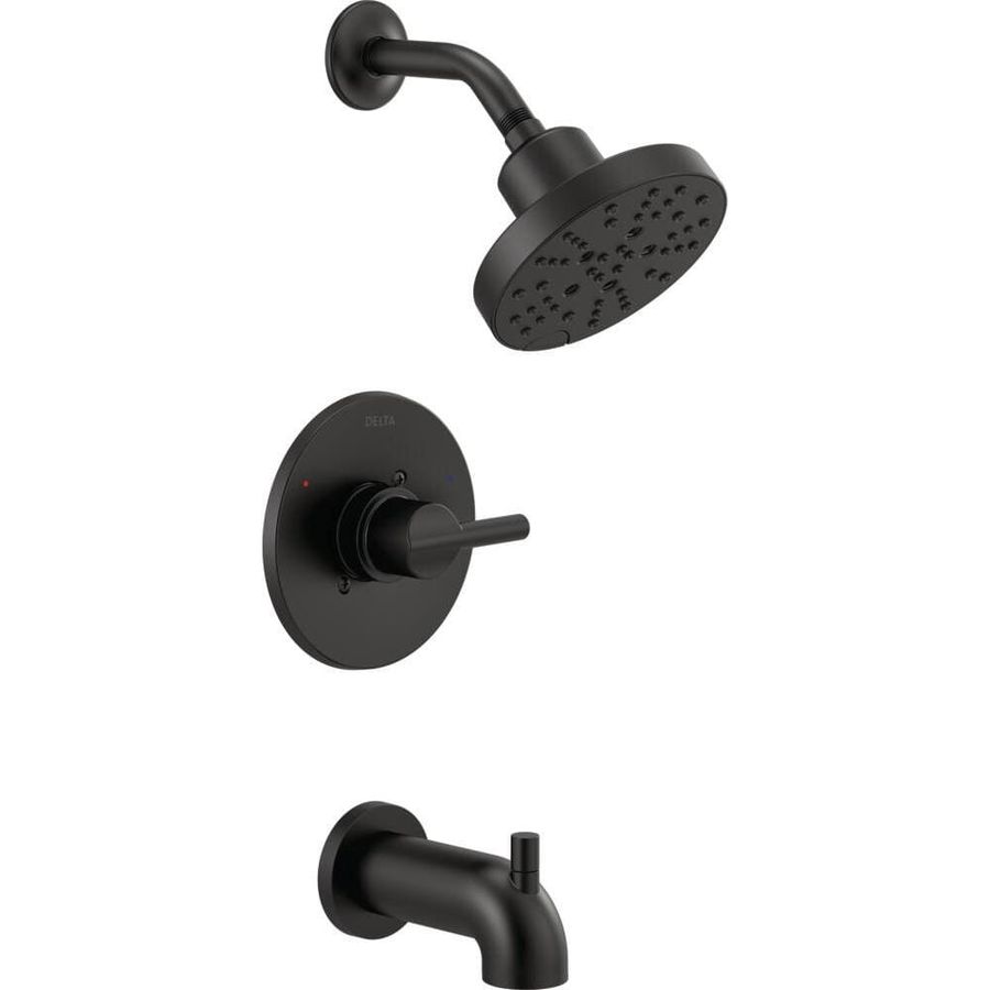 Delta Nicoli H2OKinetic Rough Included Single-Handle 5-Spray Tub and Shower Faucet 1.75 GPM in Matte Black Valve Included 144749-BL - The Home Depot added by Erin Vernon