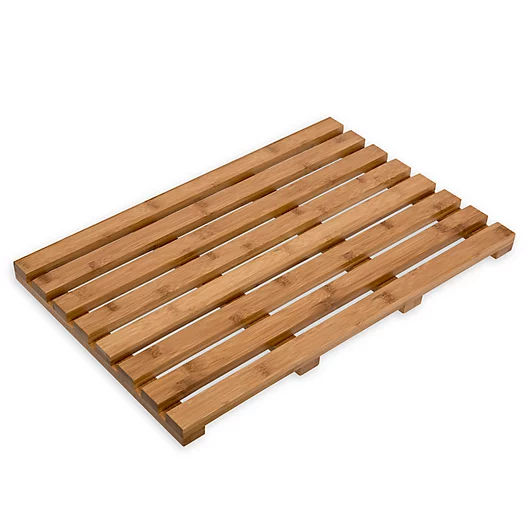 bamboo bath mat added by Rescued Room Design
