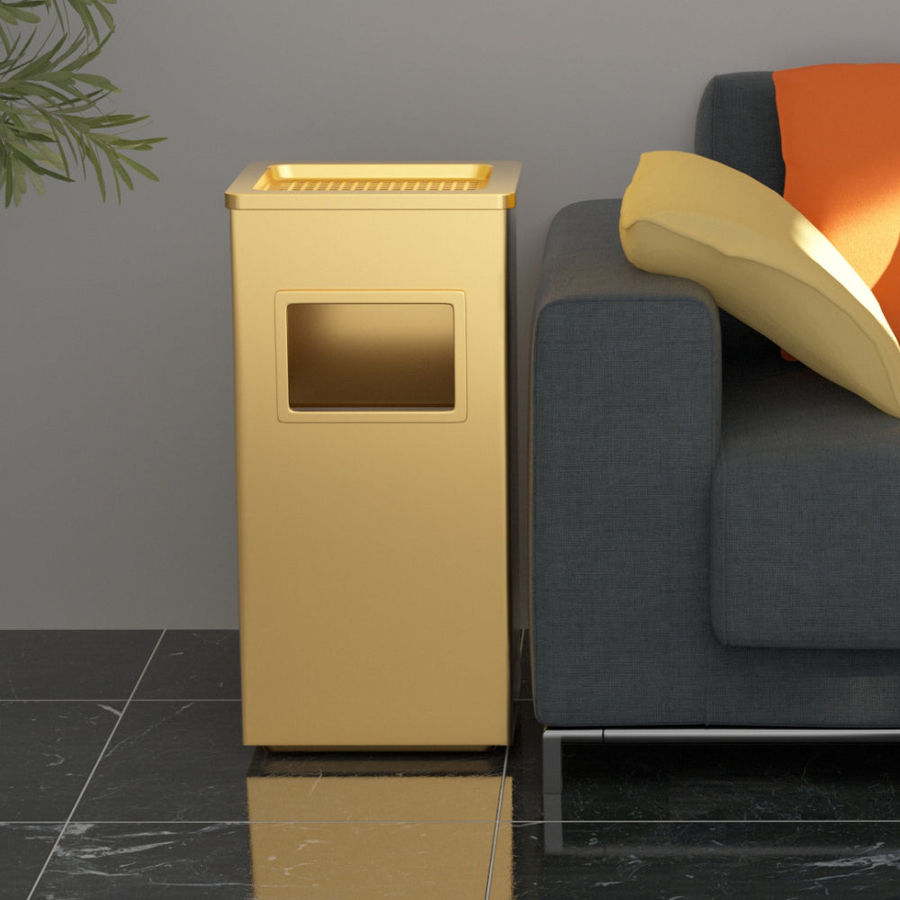 13 Gallon Gold Stainless Steel Trash Can, Outdoor Garbage Can with Ashtray added by Christina Robinson