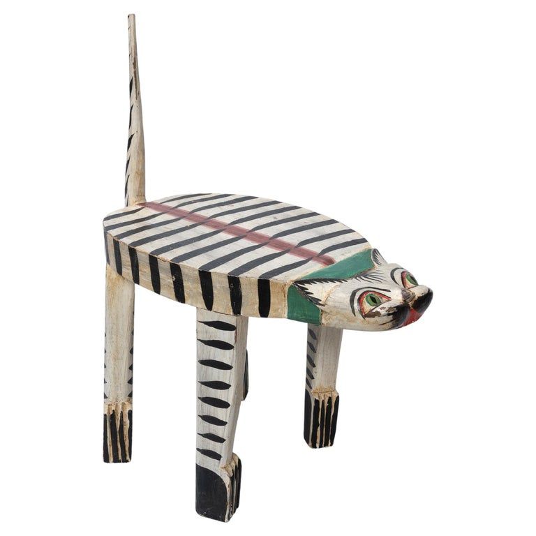 1970's Folk Art Wooden Cat Stool Side Table added by jane campbell rahmberg