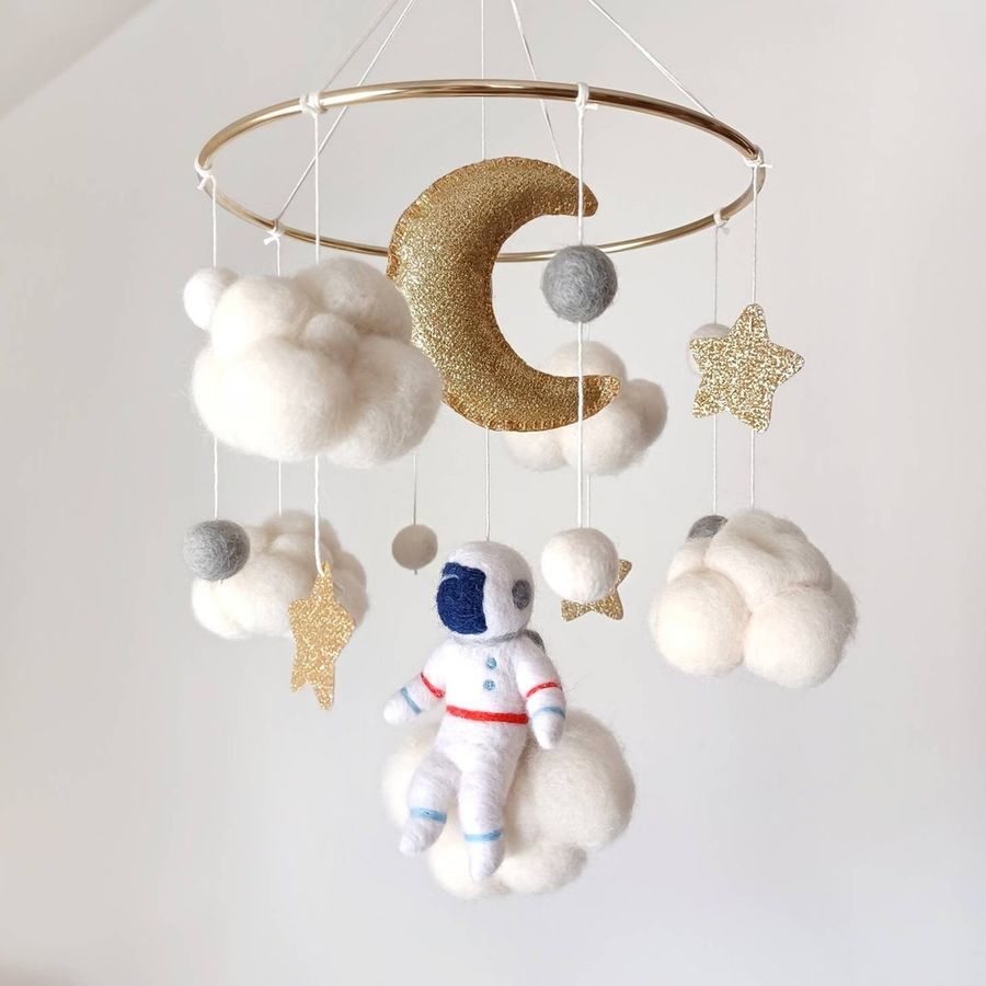 Space Mobile Nursery Baby Boy Astronaut Mobile Felt Cloud - Etsy added by Spoak Member