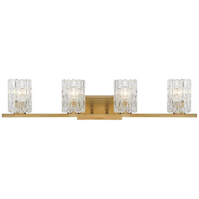 Possini Euro Icelight 36"W Ice Glass and Warm Brass Bath Light - #63V42 | Lamps Plus added by KATHERINE ECK