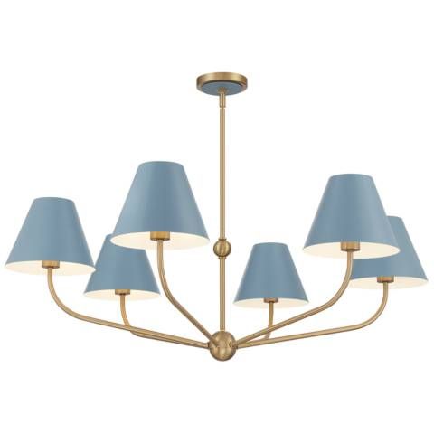 Xavier 6 Light Vibrant Gold + Blue Chandelier - #7090K | Lamps Plus added by Katherine Yeager