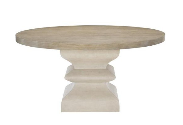 Sarabeth Modern French Brown Wood White Hexagon Pedestal Round Dining Table - 60"W added by Jamie Stellato