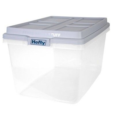 Hefty 72qt Clear Hi-Rise Storage bin with Stackable Lid Gray added by Rescued Room Design