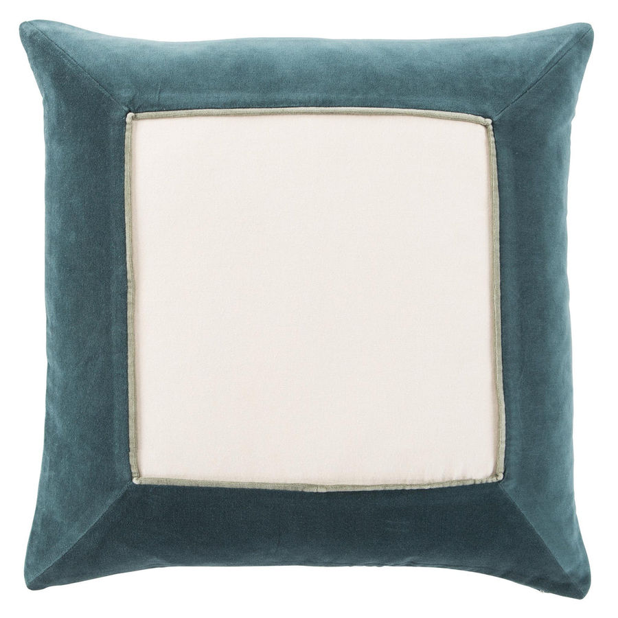 Jaipur Living Emerson Hendrix Border Teal / Cream 22" X 22" Pillow added by Haylee Love