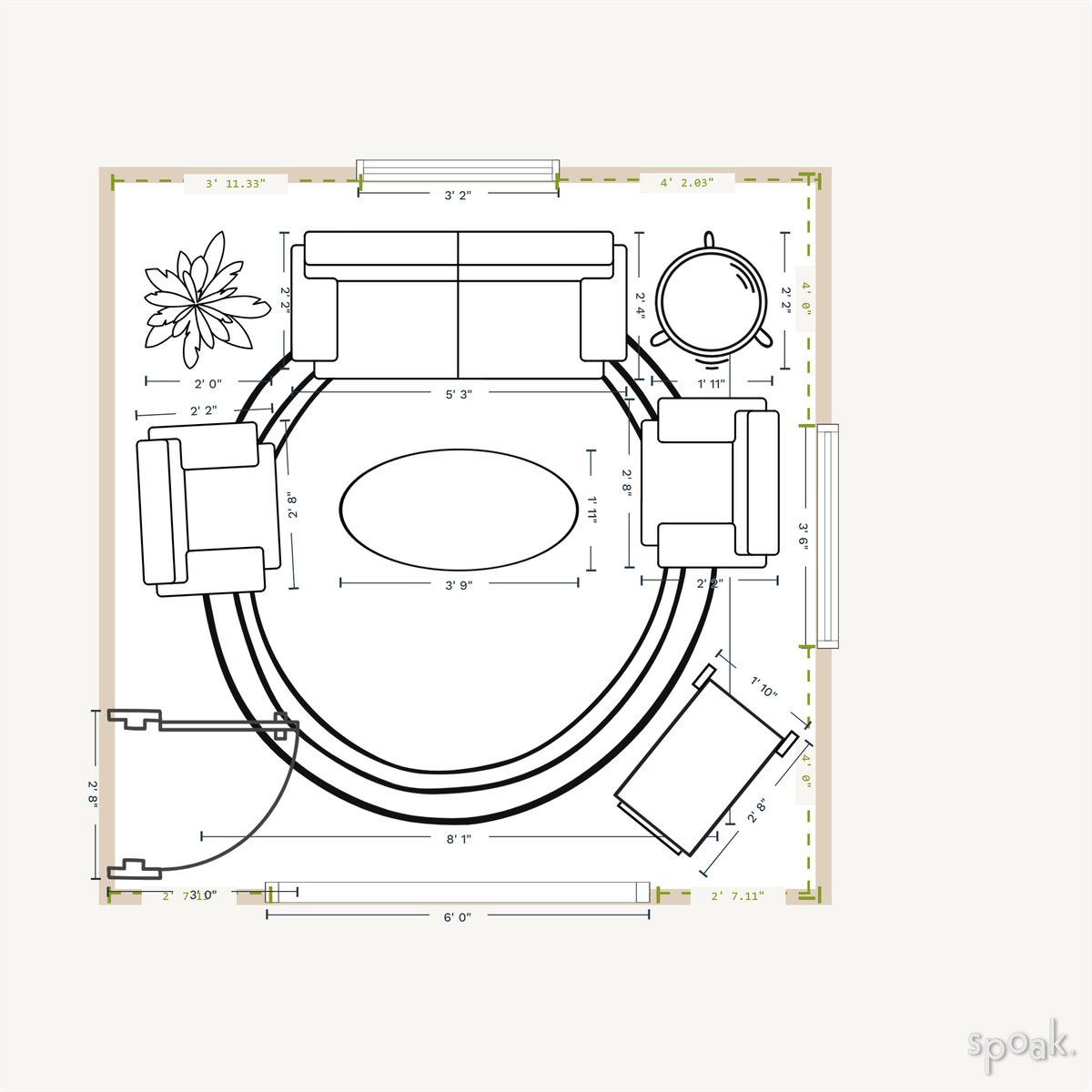 TV Room Layout designed by LAUREN MCCUE