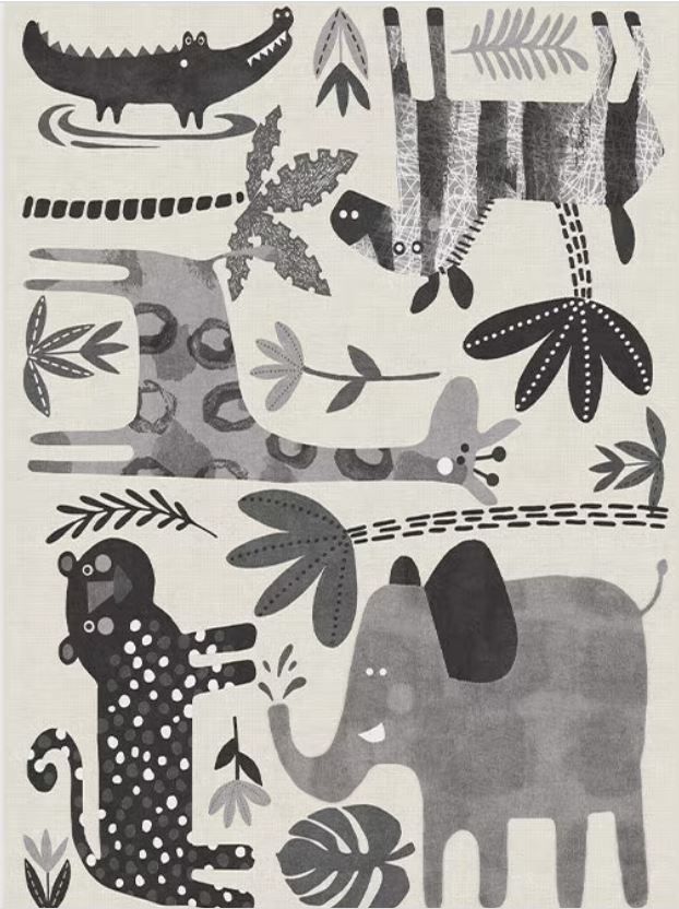 Jungle Safari Black & White Rug added by Nomadic Nooks