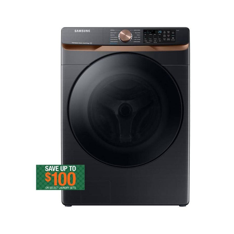 Samsung 5 cu. ft. Extra Large Capacity Smart Front Load Washer in Brushed Black with Super Speed Wash and Steam WF50BG8300AV - The Home Depot added by Dezaraie Magnuson