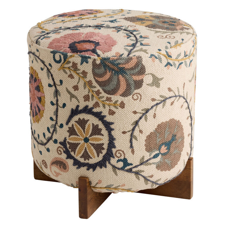 Jaipur Suzani Embroidered Cotton Rug Upholstered Ottoman added by Anna Valdez