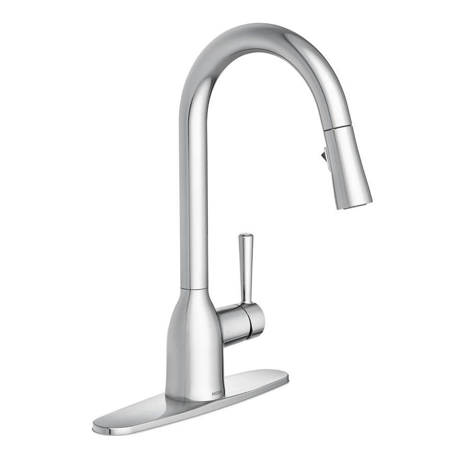 MOEN Adler Single-Handle Pull-Down Sprayer Kitchen Faucet with Power Clean and Reflex in Chrome 87233 - The Home Depot added by Kellie Yeck