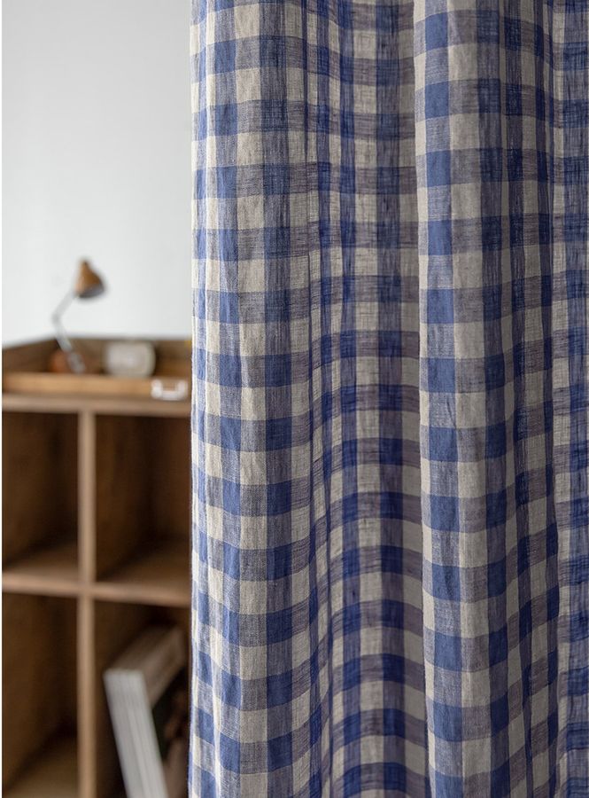 Set of 2 Blue Gingham Curtains Farmhouse Buffalo Check Plaid - Etsy added by barbara diaz