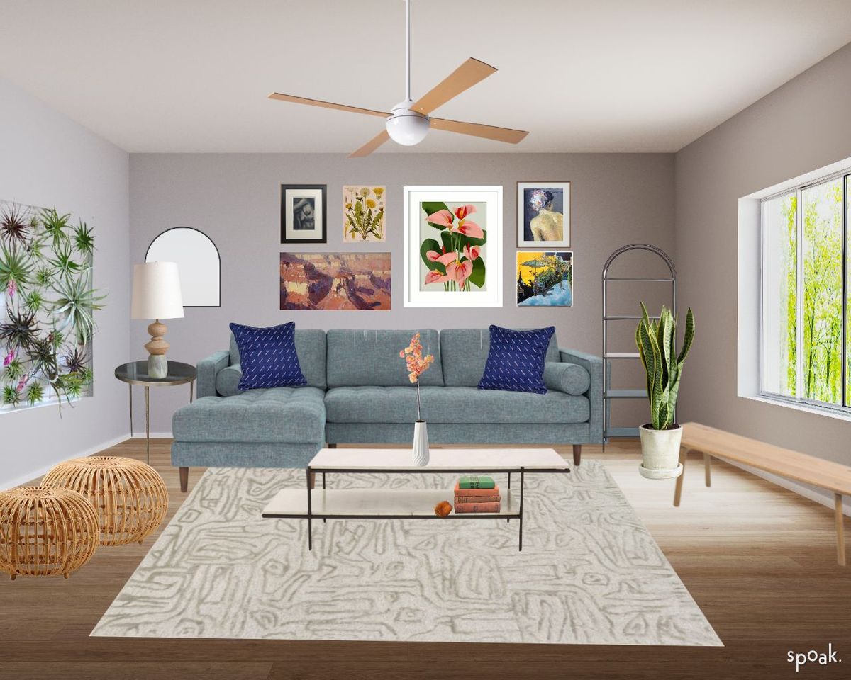 Purple Kitchen + Living Room Ideas designed by Rhonda Le