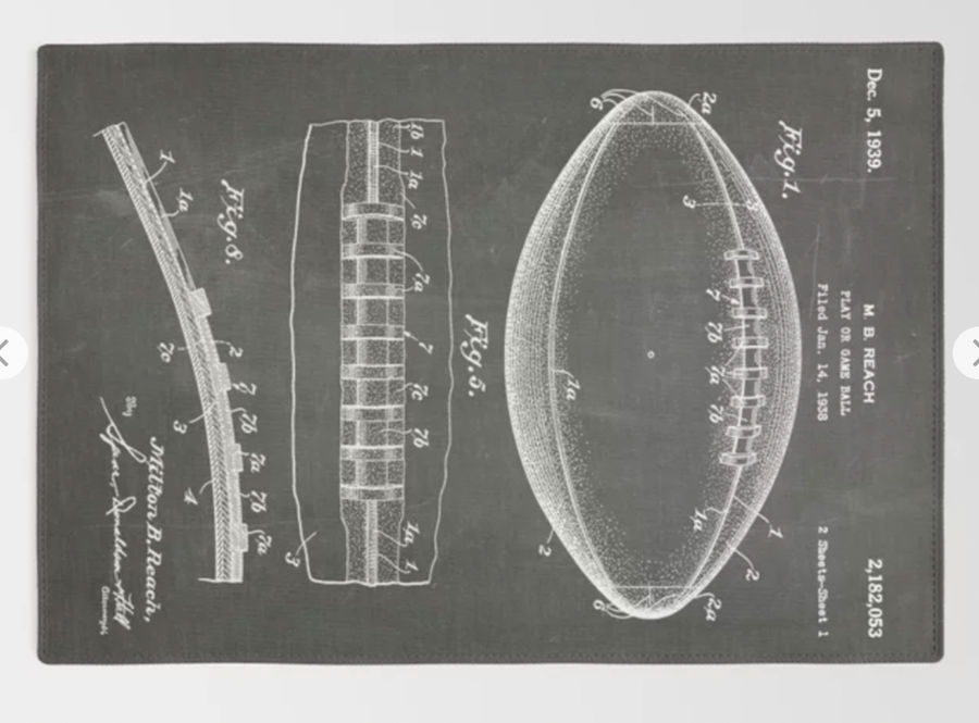 Football Patent - American Football Art - Black Chalkboard Rug by Patent Press added by Madelynne Nguyen