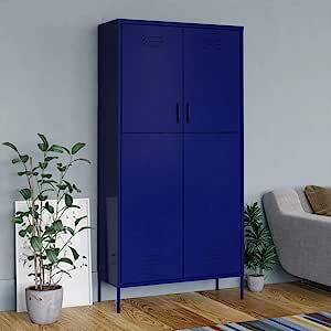 ZQQLVOO Storage Cabinet,with Doors,Wardrobe Armoire Closet with Hanging Rod for Bedroom, Laundry Room,Wardrobe Navy Blue 35.4"x19.7"x70.9" Steel added by Kate Seymour
