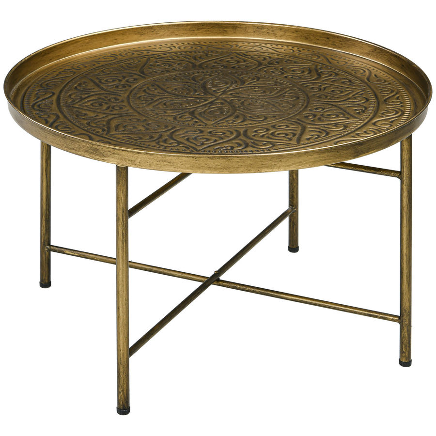 Dakota Fields 24" Round Coffee Table with Hammered Tray Top & Metal Frame, Gold & Reviews | Wayfair added by Lindsay Etter