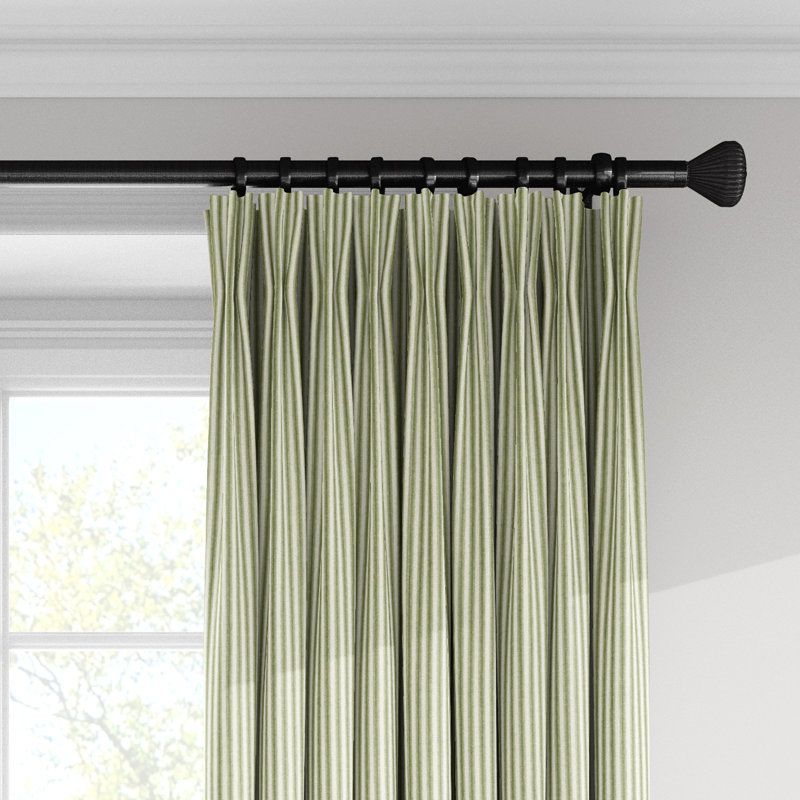 Ticking Stripe 100% Cotton Striped Room Darkening Pinch Pleat Single Curtain Panel added by Vanessa Grech
