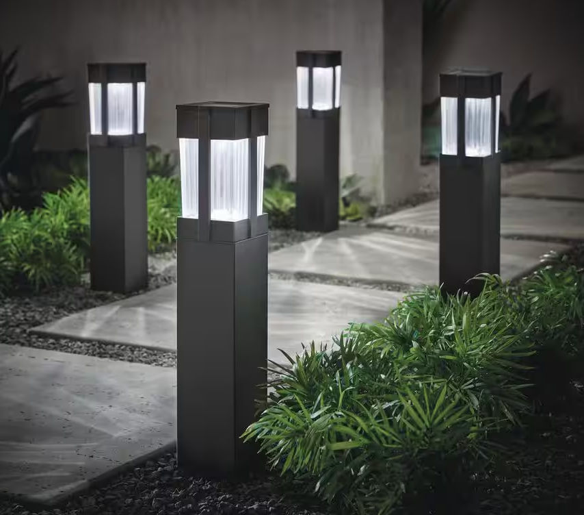 Home Decorators Collection Sumner 20 Lumen Black LED Weather Resistant Outdoor Solar Path Light with Glass Lens (4-Pack) 94301-W22-4PK - The Home Depot added by KH Design Concepts