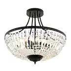 WINGBO 5-Light Crystal Ceiling Light Fixture, Black Semi Flush Mount Chandelier WBFM-TR04-BK - The Home Depot added by HELEN SALGADO