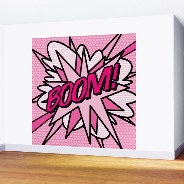 BOOM Pink Comic Book Pop Art Fun Cool Graphic Wall Mural by Thisisnotme added by H. Brooke Designs