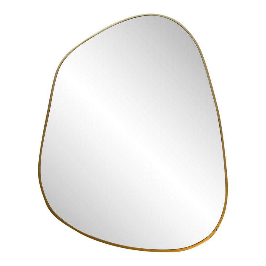 Brassy Gold Organic Shape Irregular Mirror, Wood Framed added by Melissa Isles