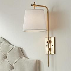 Seline Warm Gold Finish Adjustable Plug-In Wall Lamp with Dimmer | www.lampsplus.com added by Madi Johnson
