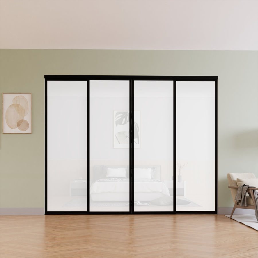 The Sliding Door Company 4 - Panel Frosted Glass Sliding Closet Doors, Room Divider & Reviews | Wayfair added by Jamie Moon