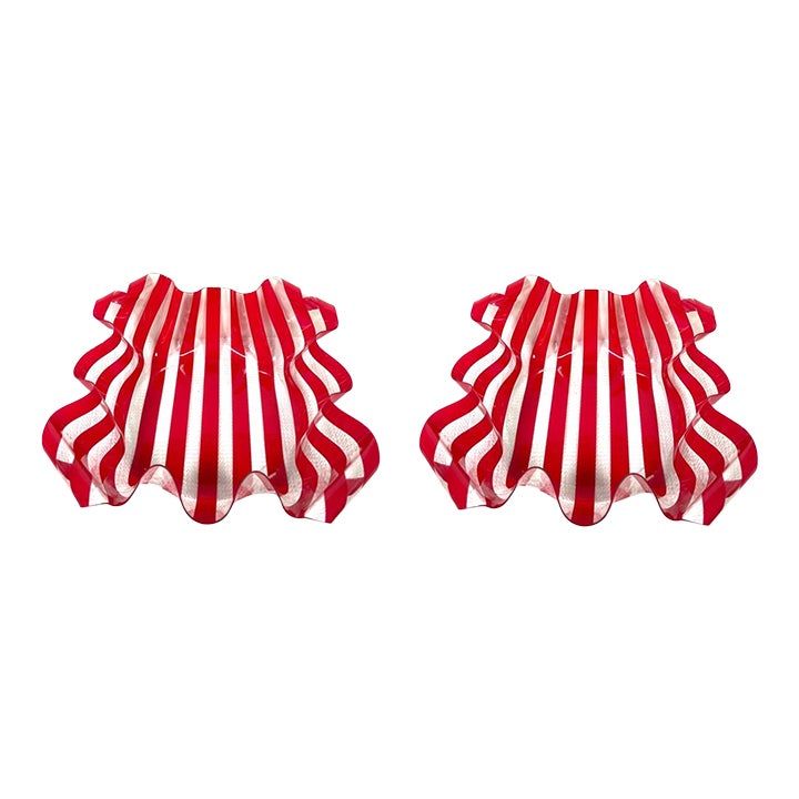 Modern Abstract Red Striped Acrylic Bowls - Set of 2 added by Suga Lane / ABBY ESSIE STUDIOS