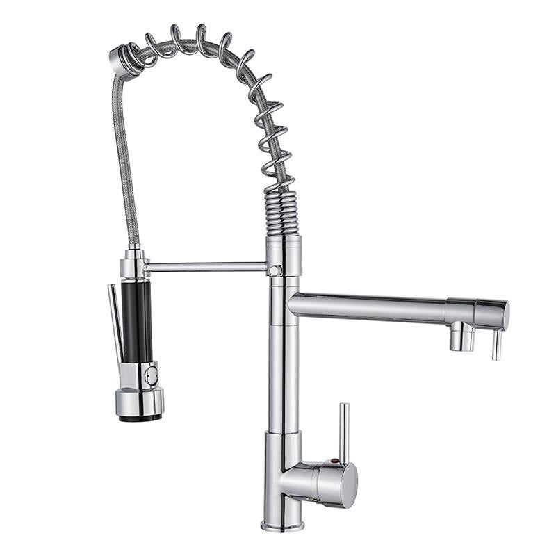 Spiro Single-Hole Dual Handle Kitchen Faucet with Pull-Down Spring Spout added by Kate McKay Designs