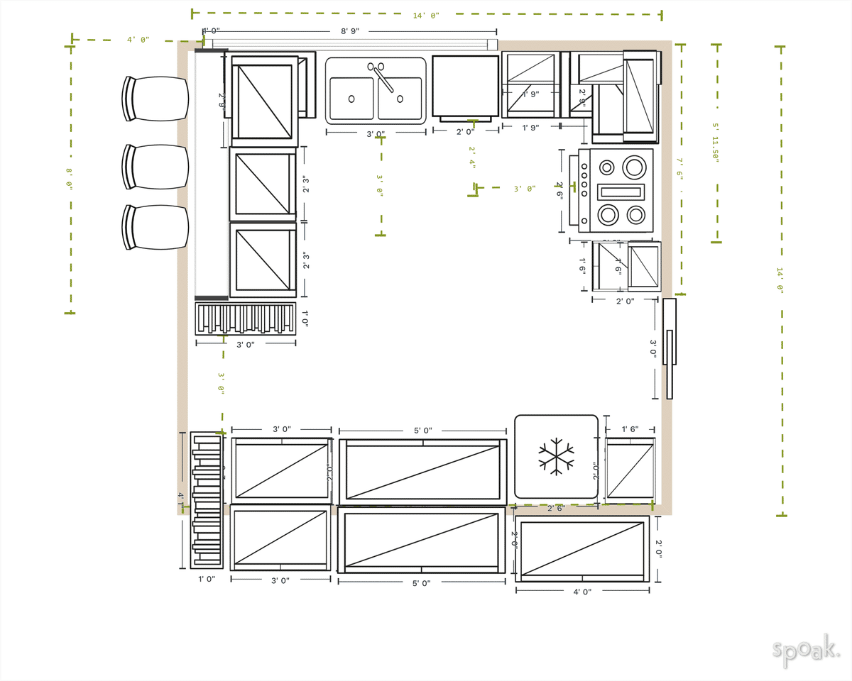 Kitchen Floor Plan designed by Tayla Lee