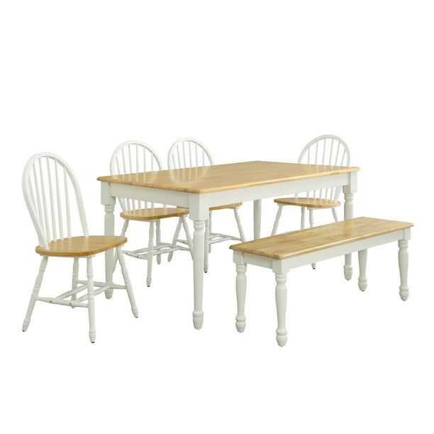 Better Homes and Gardens Autumn Lane Farmhouse Dining Table, White and Natural 58.5"W x 35"D x 29.45"H added by Kate Lynn Nemett