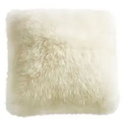 Mildred Modern Ivory Long Wool Fur Floor Pillow - 32x32 added by Corronta Dow