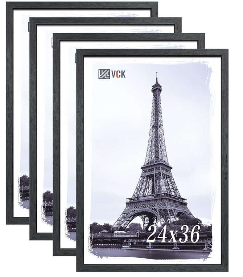 24x36" Poster Frames Black 4 Pack, Textured Exclusive Solid Wood Picture Frame added by KH Design Concepts