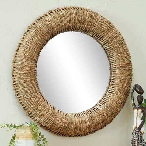 Gasso Brown Dried Plant Coiled Weaved 37" Round Wall Mirror - #980P5 | Lamps Plus added by KATHERINE ECK