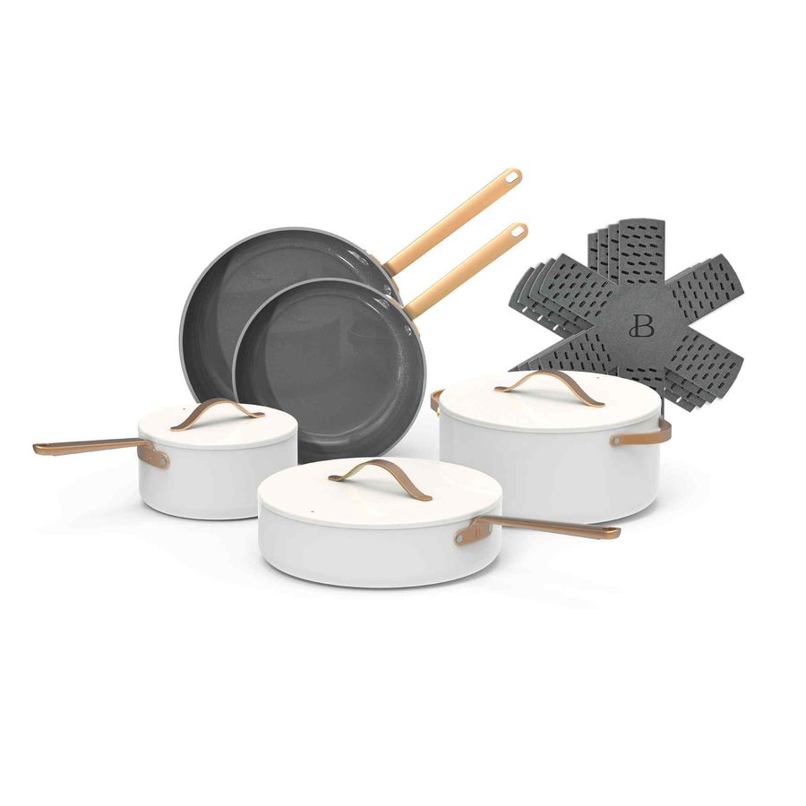 Beautiful 12pc Ceramic Non-Stick Cookware Set, White Icing, by Drew Barrymore - Walmart.com added by Spoak Member