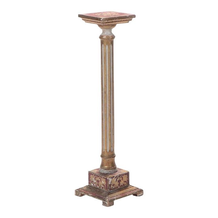 Italian Florentine Gilt Wood Polychrome Painted Pedestal added by Suga Lane / ABBY ESSIE STUDIOS