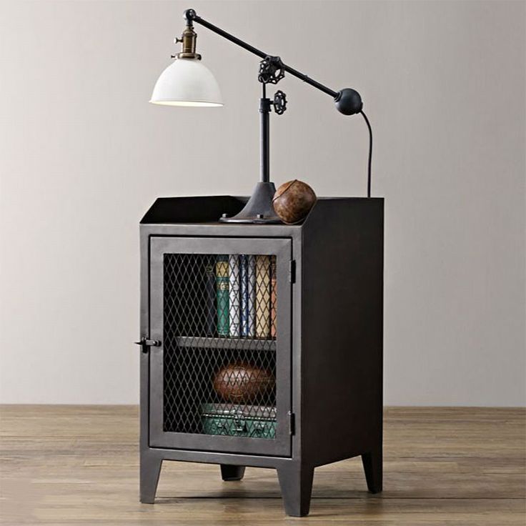 Industrial Nightstand with Door 2-Tier Bedside Table Metal Frame Nightstand Rustic Black | Table de chevet rustique, Table de chevet métal, Table de chevet added by Spoak Member