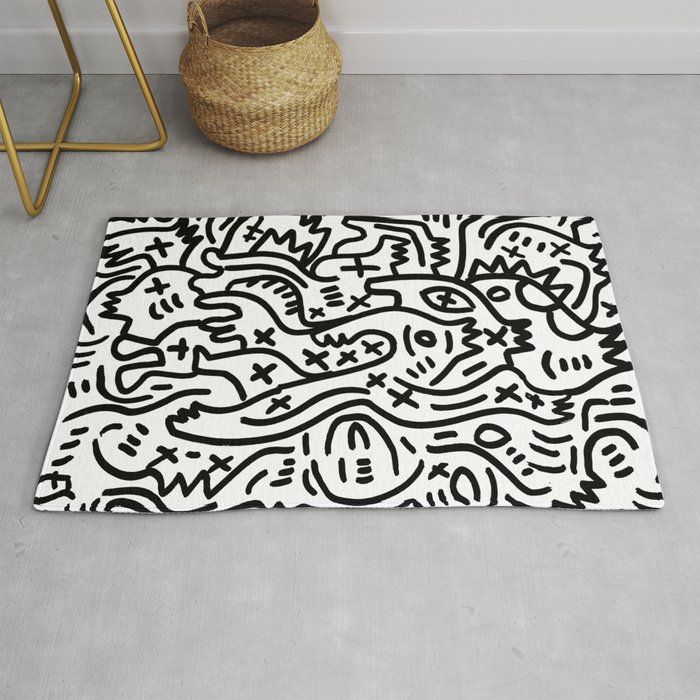 Graffiti Street Art Black and White Rug by Emmanuel Signorino added by Mackenzie Fleck