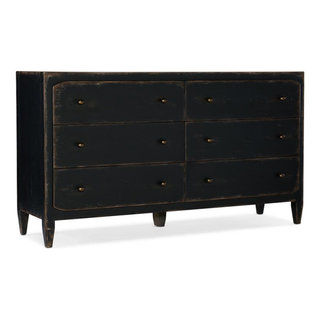 Beaumont Lane 6-Drawer Traditional Wood Dresser in Distressed Black - Farmhouse - Dressers - by Homesquare | Houzz added by Meredith Hewson