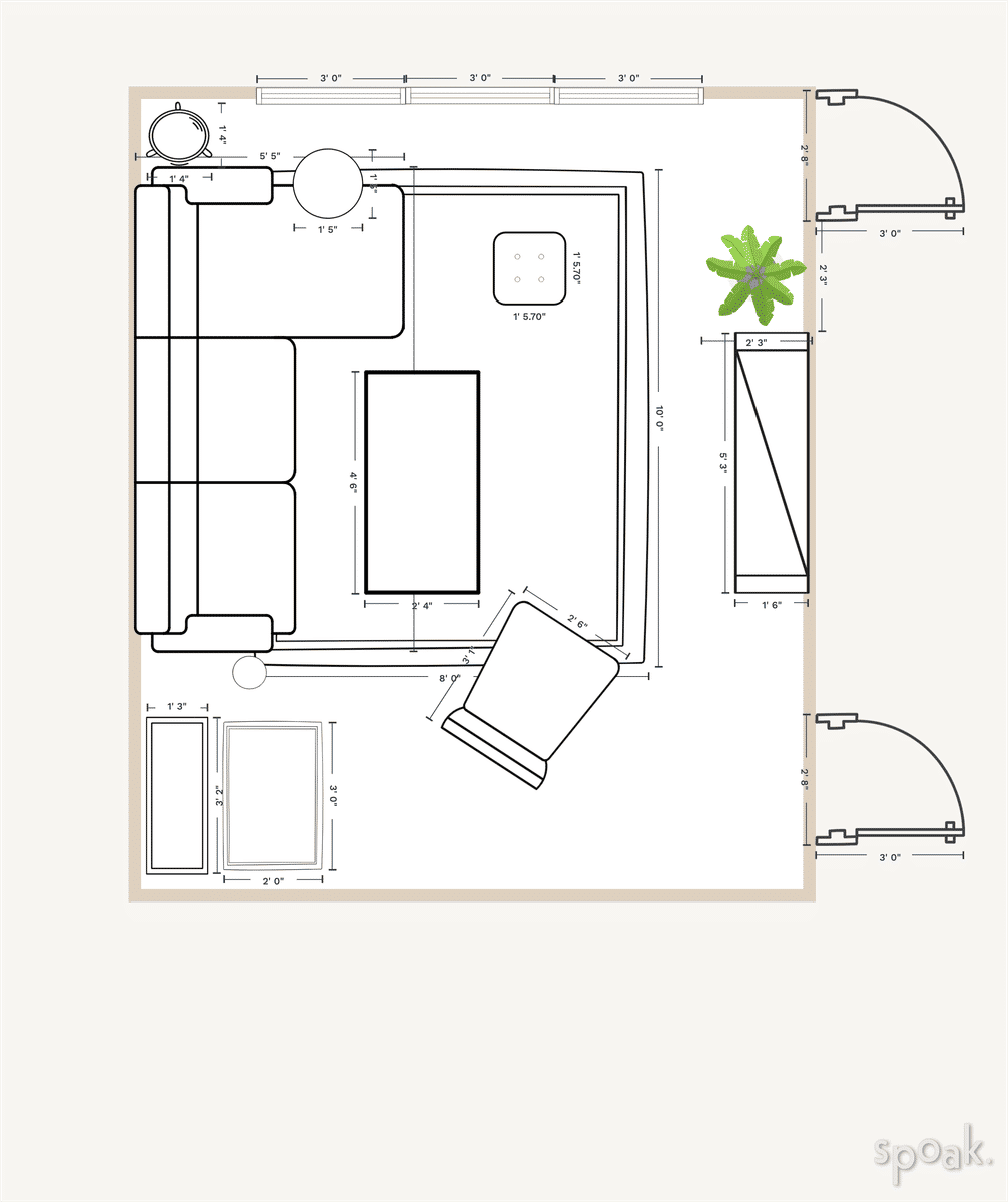 Living Room Layout designed by Jasmine Lawton