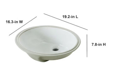 Project Source Vitreous China Undermount Oval White Bathroom Sink (19.2-in x 16.3-in) Item #289793  added by Kristina Blackford