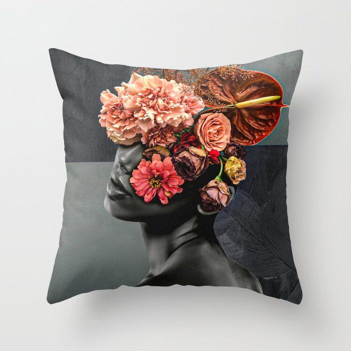 WOMAN WITH FLOWERS Throw Pillow by Feeling Art added by Zanneta Peart Bennett
